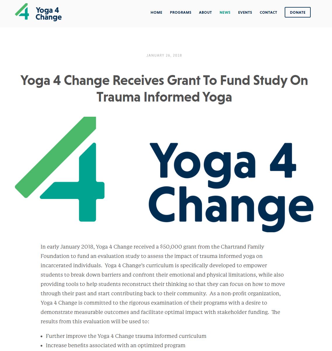 Yoga 4 Change Receives Grant
